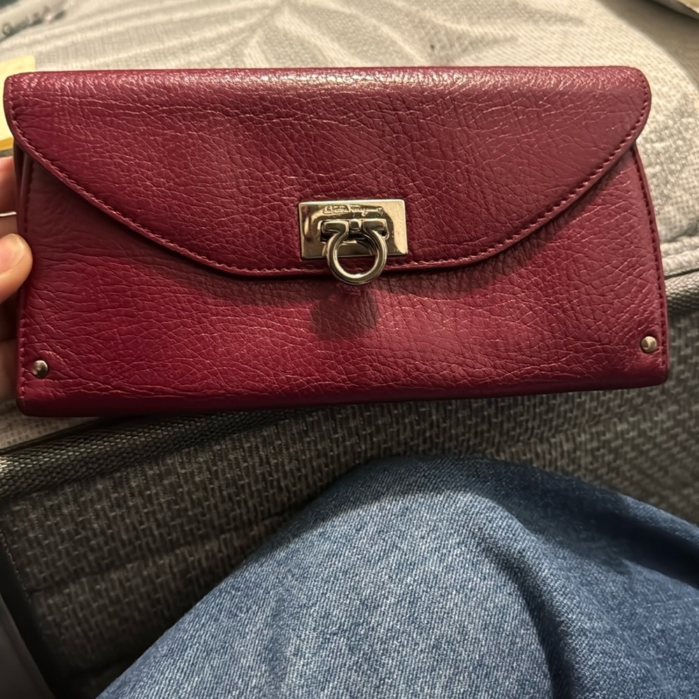 SOLD Ferragamo red wine wallet